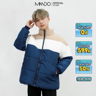 Áo Khoác Phao Lót Bông  Nam MANDO Họa Tiết Kẻ 3 Màu Dài Tay  Form Rộng Basic Unisex Thời Trang Hàn Quốc KPN005