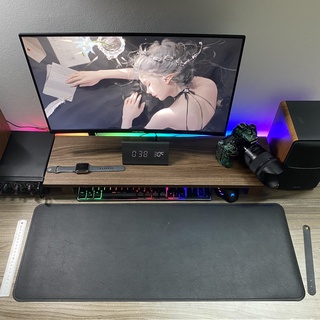 [2 MẶT_FREE SHIP] Lót Chuột Da Cỡ Lớn - Mousepad 2 Màu Đen- Xám