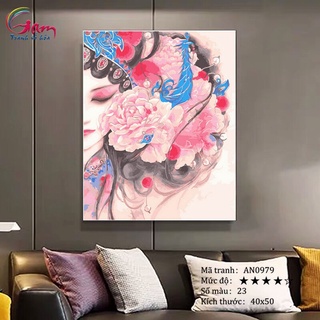 Tranh sơn dầu số hóa tự tô màu Gam cổ trang kinh kịch AN0979