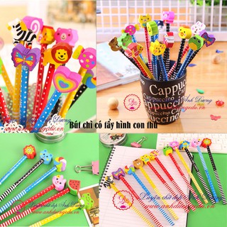 Bút chì có tẩy hình con thú 3D nhiều màu sắc