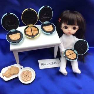 Máy nướng bánh mì bánh gấu kép kẹp mini tí hon dùng cho trang trí nhà búp bê Bjd tỉ lệ 1/12, 1/8 combo