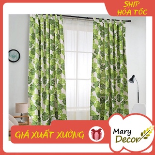 Rèm cửa chống nắng cực đẹp cực rẻ - họa tiết Lá cọ xanh R-B02