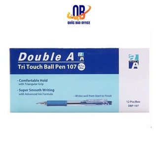 Bút bi bấm Double A ngòi 0.7mm - Tri Touch Ball Pen - mực xanh - 1 chiếc