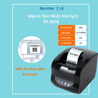 Máy In Tem Nhãn Mã Vạch, Đơn Shopee XP - 365B (khổ in từ 50mm - 80mm, in nhiệt trực tiếp lên giấy decal A7)