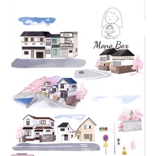 [Chiết] Washi Tape 35x4.5cm băng dính trang trí họa tiết con đường hoa làm tranh washi Mono_box 00907