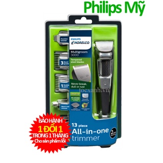 [Bảo hành 1 đổi 1] Tông đơ Philips Norelco Multigroom 3000 đa năng, giúp cắt tỉa râu, tóc, lông mũi
