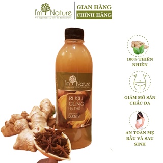 Rượu Gừng Nghệ Hạ Thổ IM NATURE Giúp Giảm Mỡ Bụng Cơ Thể Săn Chắc Da Cạo Gió Cảm Cúm An Toàn Bà Bầu Sau Sinh 500ml