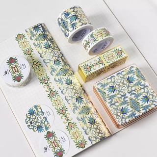 (Chiết theo chu kỳ) 2 mẫu băng dính washi tape hoạ tiết có mạ đặc biệt #11