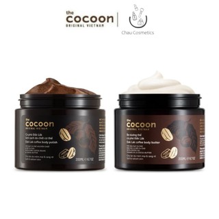 Combo tẩy da chết + bơ dưỡng thể cà phê Đắk Lắk Cocoon làm sạch và dưỡng cơ thể 2x200ml