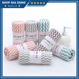 Khăn Mặt Lông Cừu Xuất Hàn 50x35cm Siêu Thấm Hút Loại Có Dòng Kẻ - Bán Lẻ 1 Cái - Khăn Xuất Hàn