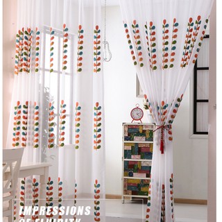 Rèm trắng thêu hoa lá (nhiều size)