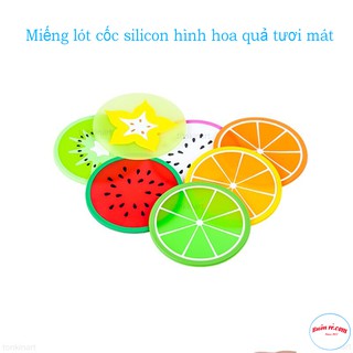 Miếng Lót Cốc Silicon Họa Tiết Lát Trái Cây Hoa Quả Tươi Mát br00457