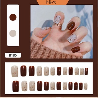 Bộ 24 móng tay giả nhiều họa tiết [Tặng KEO] dán móng tay chống thấm nước