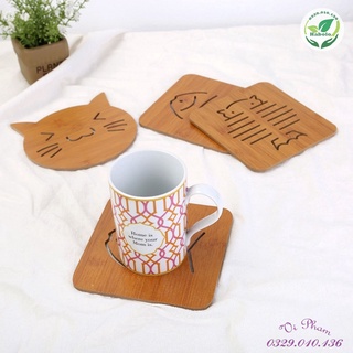 Miếng Lót Nồi Lót Ly Bằng Gỗ Nhiều Hình Dễ Thương Không Thấm Nước ( Giao Mẫu Ngẫu Nhiên )