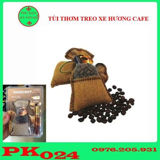Túi Thơm Khử Mùi Treo Xe Ô Tô, Kèm Chai Xịt Tinh Dầu Cà Phê Hàn Quốc