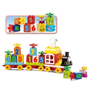 Bộ đồ chơi lắp ghép smoneo duplo xếp hình Tàu Hỏa Chữ Số 63 miếng Toyshouse 77003