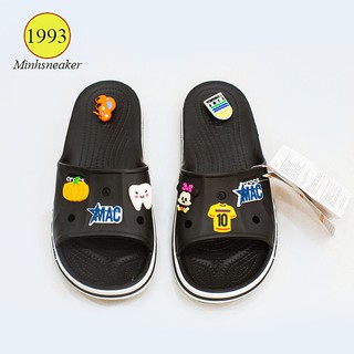 [Tặng 12 stick -HÀNG CÓ SẴN] Dép lê cross quai ngang màu đen nam nữ có logo chuẩn + HỘP CHUẨN XANH dép cross quai ngang