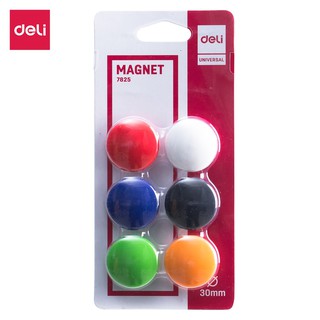 Nam châm gắn bảng 30mm Deli, 6 màu/vỉ - E7825