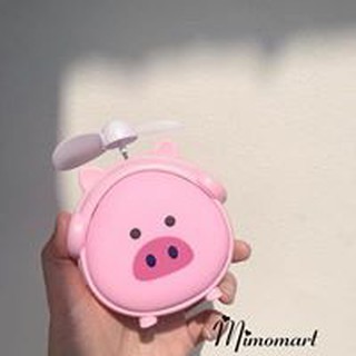 [TẶNG CÁP SẠC] Quạt cầm tay tích điện heo hồng siêu cute quạt mini cầm tay