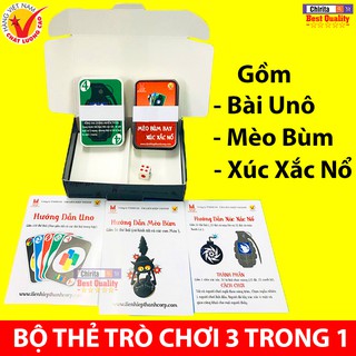 Bộ Thẻ Trò Chơi 3 In 1 - Bài U no + Mèo Bùm + Xúc Xắc Nổ LIÊN HIỆP THÀNH Bản Việt Hóa - Hàng Việt Nam Chất Lượng Cao