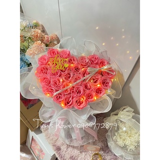[ Quà tặng sinh nhật]Bó hoa tim nhũ kim tuyến 30 bông