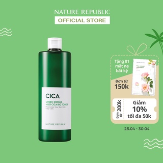 Nature Republic Nước hoa hồng làm dịu và phục hồi da Green Derma Mild Cica Big Toner 500ml