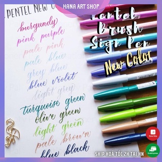 Bút viết thư pháp/Calligraphy Pentel brush Sign pen-fude touch- Bảng màu Pastel mới