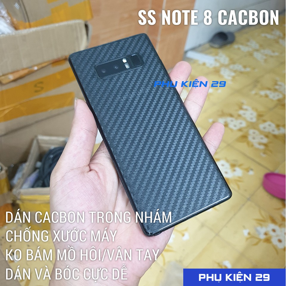 [Samsung Note 7/Note FE/Note 8/Note 9/Note 10/Note 10 Plus/Note 10 Lite] Dán lưng 3D vân Cacbon - Carbon