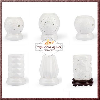 Đèn xông tinh dầu trắng sứ thấu quang Bát Tràng