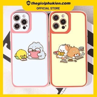 Ốp iphone - Ốp lưng iphone cạnh vuông viền camera Đôi bạn học bài dành cho ip 6 đến 14promax - ng185