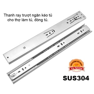 Bộ 02 Thanh ray bi trượt hộc tủ, ngăn kéo - Siêu Cao cấp GIẢM CHẤN SUS304 ADG 100 năm ko rỉ