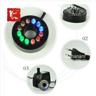 Máy bơm chìm 10W 525l/h kèm 12 bóng LED nhiều màu cho thác nước mini