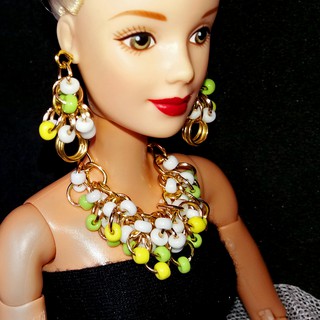 Vòng cổ, bông tai Búp bê Barbie Handmade cao cấp, Bộ Trang sức mini phối cườm độc đáo, Phụ kiện Búp bê