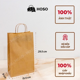 50 Túi giấy kraft Nhật dài có quai đựng chai mật ong, thực phẩm V2