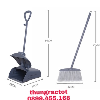 Ky hốt rác cán dài, ky hốt rác nhựa có nắp đậy