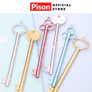 Bút bi nước mực gel hình Chìa khóa Pison, mực đen ngòi kim 0.38mm - 1 cái