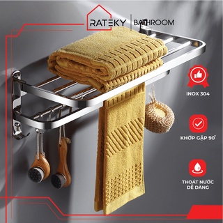 Giá treo khăn để đồ nhà tắm, Kệ Inox 304 dán tường không cần khoan đục