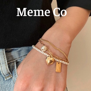 Vòng tay xích mạ vàng phối hạt trai Angel