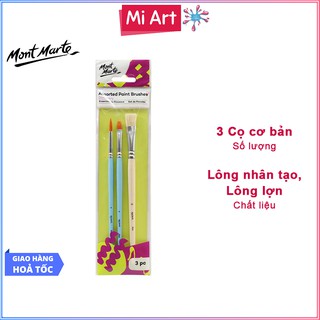 Bộ 3 Cọ Vẽ Mont Marte Cơ Bản - Assorted Paint Brushes Discovery 3pc - BMHS0041