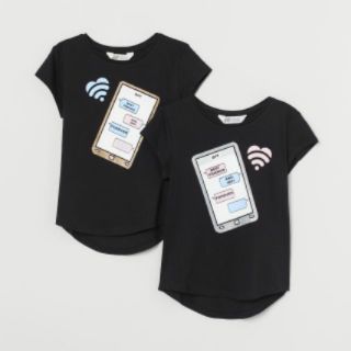 Set 2 áo phông bé gái ngắn tay dễ thương của H&amp;M - Nhật Bản