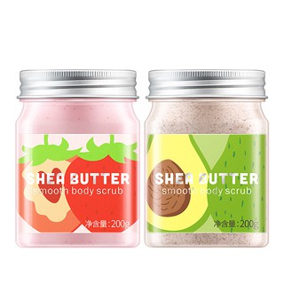 Kem Tẩy Tế Bào Chết Laikou Shea Butter Smooth Body Scrub Chiết Xuất Dâu Tây Và Bơ 200ml