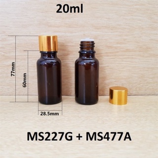 ⚡{HẠ GIÁ}⚡VỎ CHAI ĐỰNG TINH DẦU 20ML MÀU NÂU NHỎ GIỌT - NẮP KIM LOẠI VÀNG