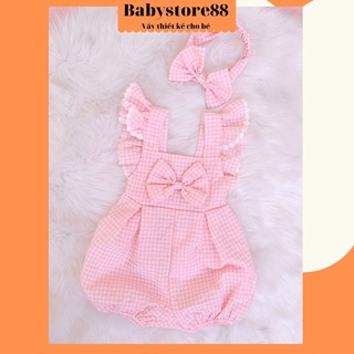 set body cho bé gái (5-13kg) tặng kèm turban, bộ bodysuit SƠ SINH thiết kế cao cấp cho bé từ 0 -3 tuổi V40