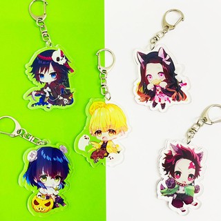( Mica trong acrylic) Móc khóa KIMETSU NO YAIBA THANH GƯƠM DIỆT QUỶ ver Halloween in hình anime