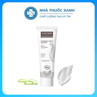 Tẩy da chết đất sét trắng Cattier Gommage Argile Blanche Aloe Vera, Pháp, 100ml màu xám
