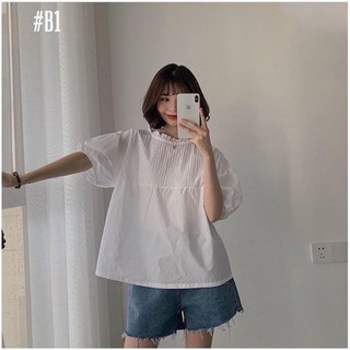 Áo babydoll phom rộng xếp ly ngực