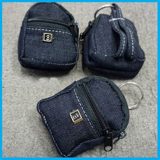 Móc khóa balo jeans mini 3 ngăn dây kéo 6cmx7xm