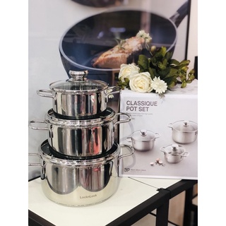 Bộ nồi Lock&amp;Lock bằng thép không gỉ *3P (16cm*1, 20cm*1, 24cm*1) CSC600S3