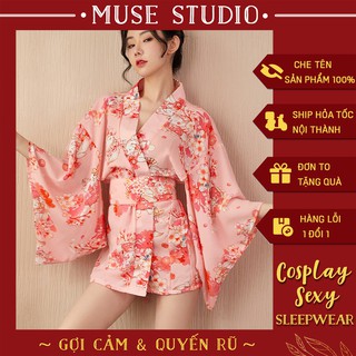 Đồ Ngủ Cosplay 𝑽𝑰𝑫𝑬𝑶 𝑨̉𝑵𝑯 𝑻𝑯𝑨̣̂𝑻 Váy Ngủ Kimono Nhật Bản Sexy, Gợi Cảm, Vải Voan Cát Cao Cấp