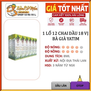 1 Lố 12 Chai Dầu Lăn 18 vị Thảo Dược OTOP - Dầu Bà Già Yatim - Nội Địa Thái Lan - Đảm bảo hàng chính hãng.